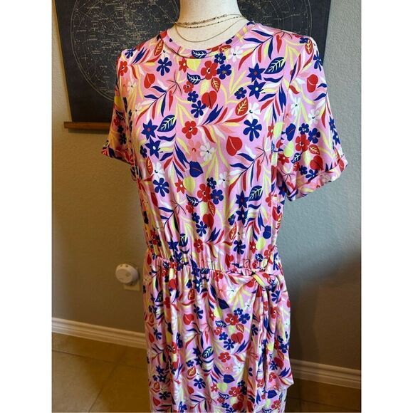 Boden Amanda Jersey Stretchy Midi Floral Print Dress Women Size 10 Regular D0277 - Picture 2 of 13